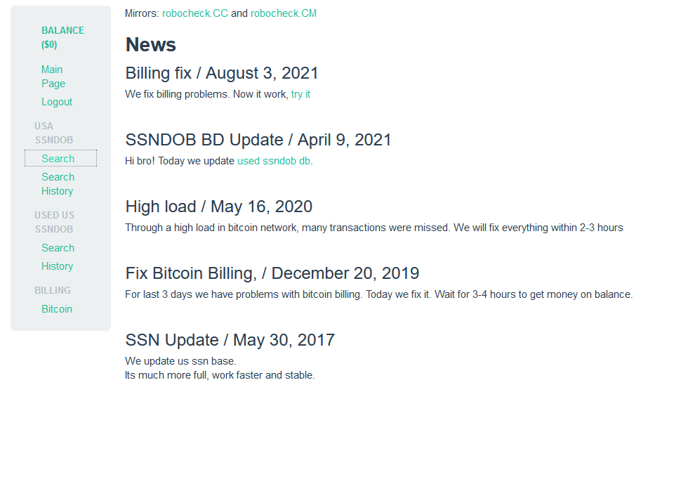 Robocheck - SSN DOB lookup service