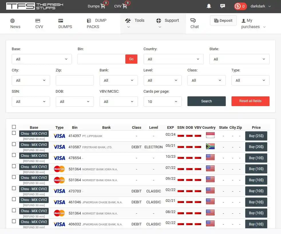 The Fresh Stuffs - General Darknet Card Shop