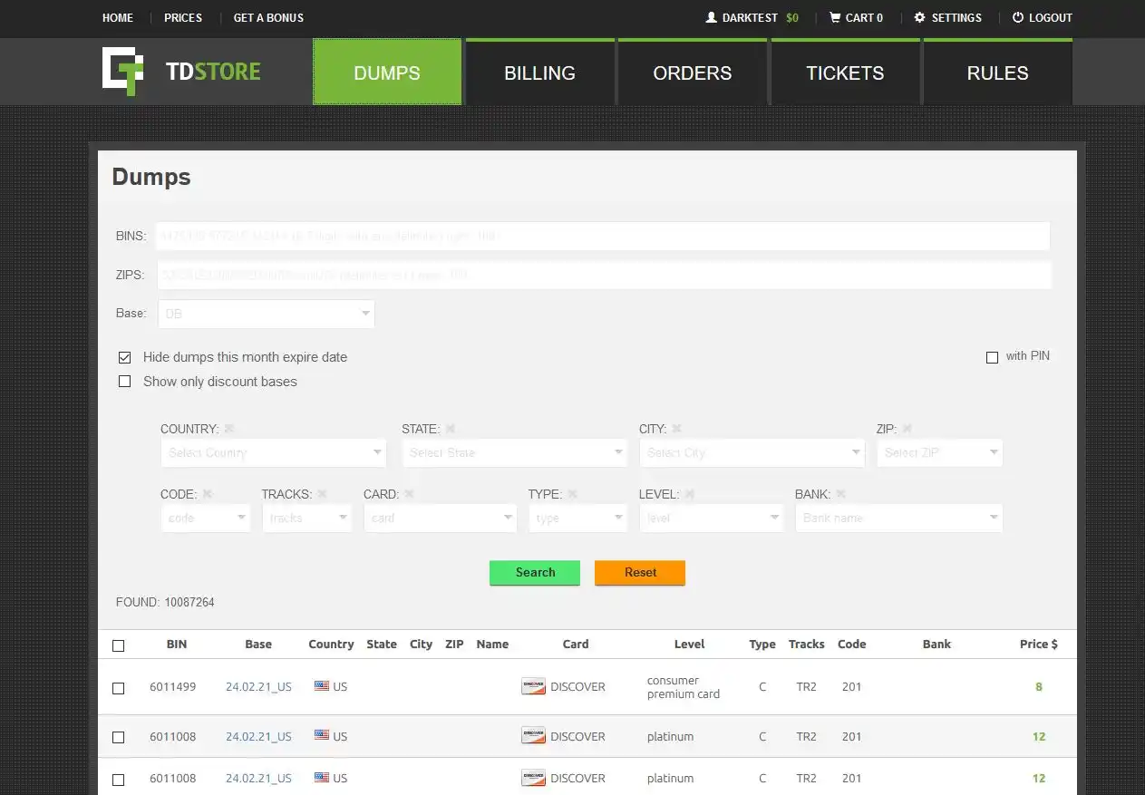 Trump's Dumps - Biggest Card Shop specialized in dumps