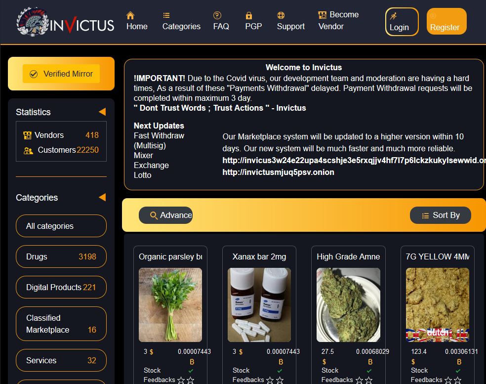 Invictus Market - all-purpose international darknet market