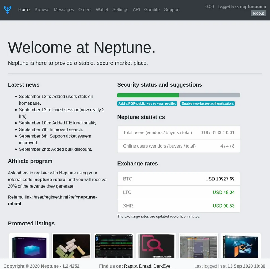 Neptune - Traditional All-Purpose Darknet Market