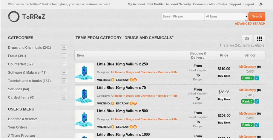 ToRReZ Market - International All-Purpose Darknet Market