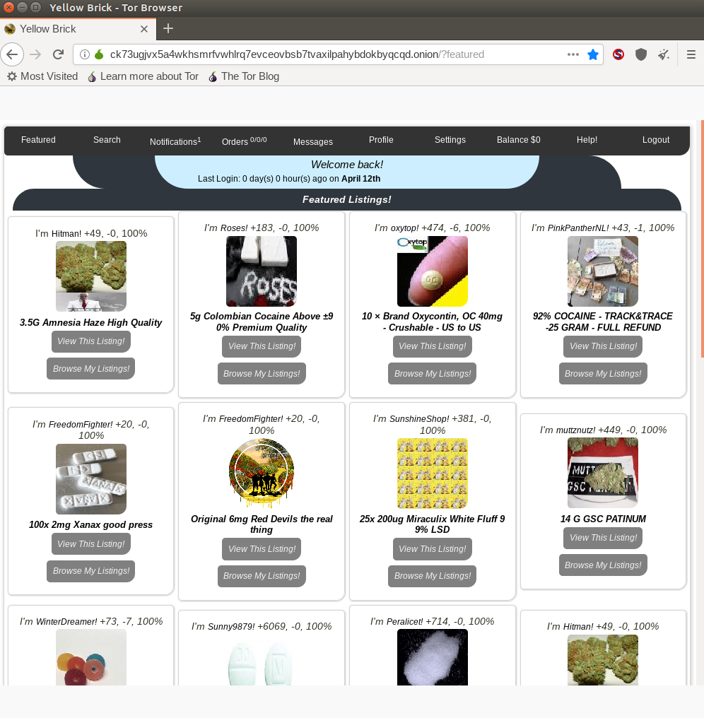 Yellow Brick Market - Anonymous Darknet Market